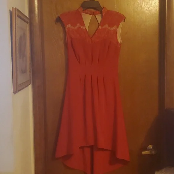 chelsea and violet red dress Chelsea & Violet Nell Floral Print High Neck Long Sleeve Velvet Midi Dress